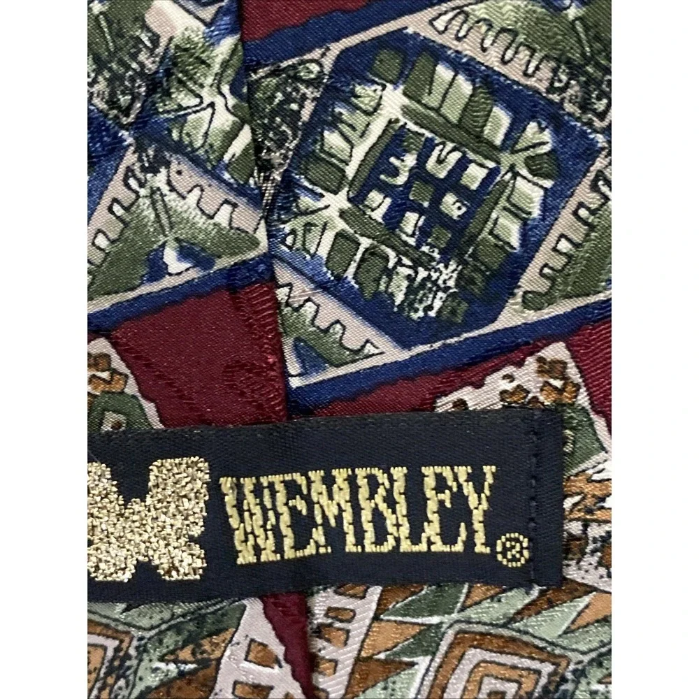 Wembley‎ Vintage Tie Retro Geometric Art Print Neckwear Multicolor Formal Men's